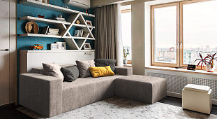 Бежевый диван в интерьере-15, Угловой диван Драм